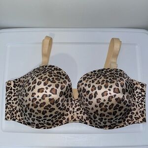Cacique Lightly Lined Multi-Way Convertible Strapless Bra Leopard Women’s 44DDD